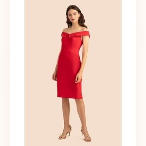 Trina Turk Imperative Portrait Neck Short Sleeve Crepe Sheath Dress size 8